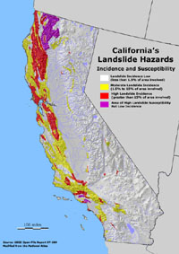 Landslide susceptibility map of California