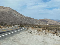 Highway S2 south of Agua Caliente County Park passes close to the faulted mountain front of the Terra Blanca Mountains.