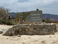 Entrance sign to Vallecito County Park, a camping area alternative, a little higher and cooler than Agua Caliente County Park.