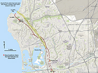 Map showing the location of faults between La Jolla and Mission Bay.