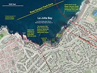 Satellite view and map of the La Jolla Bay area