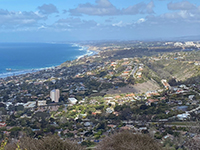 Zoom view looking north along the Torrey Pines coast and beyond to Encinitas to Carlsbad.
