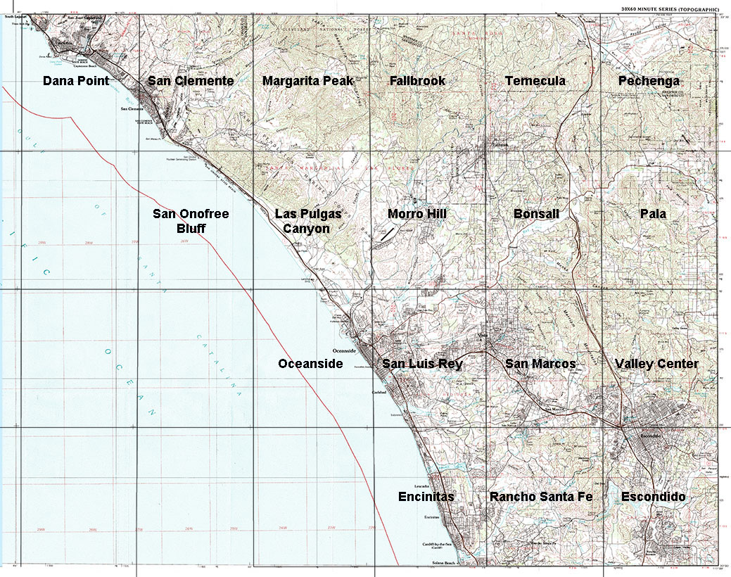 Geologic Map index to Oceanside 30 x 60 degree quadrange