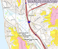 Map of Lindavista Vista Formation's marine terrace belts in the Torrey Pines park area based on elevation data. 