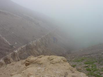 Tule fog hindering the view of rocky outcrops in the Panoche Hills, California