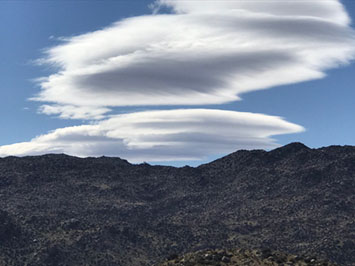 Lenticular cloud over mountains in San Diego County