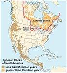 Map showing the Canadian Shield region of North America.