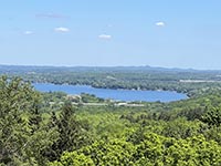 A zoom view of Glacial moraines (hills) and kettles (lakes) of central Wisconsin as seen from Lantham Peak State Park tower observatory