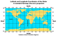 Mercator Map showing decimal degrees