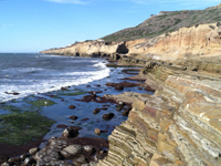 Cretaceous rocks crop out along sea cliffs at Cabillo National Monument, San Diego, California