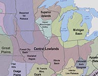 Map of the Central Lowlands Region of the United States.