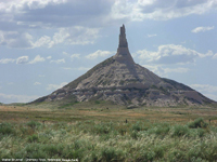 Chimney Rock, Nebraska is a prominent landmark on the Oregon Trail in Western Nebraska. 
