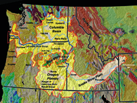Map of the Columbia River Plateau and the Snake River Plain, Oregon, Washington, and Idaho. 