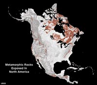 Metamorphic Rocks exposed in North America