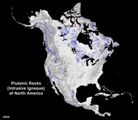 Plutonic (Intrusive Igneous) Rocks exposed in North America