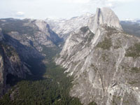 Half Dome, a glacially carved remnant of a granitic intrusion in Yosemite National Park, California. 