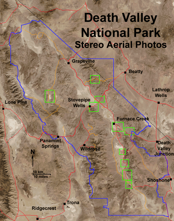 map of Death Valley showing photo locations
