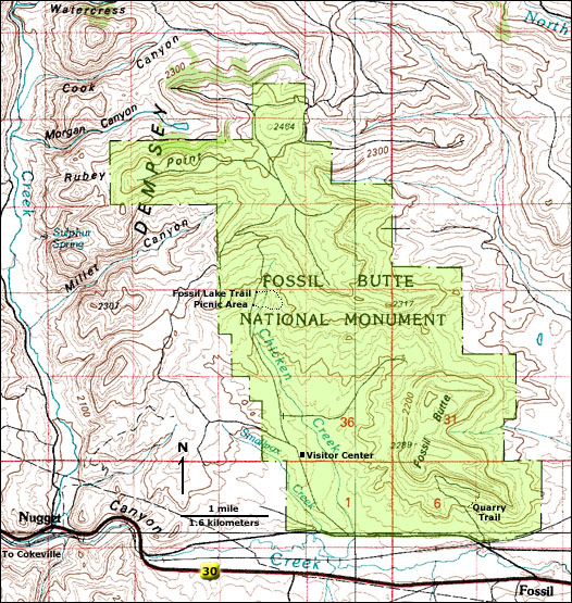 Map of Fossil Butte National Monument