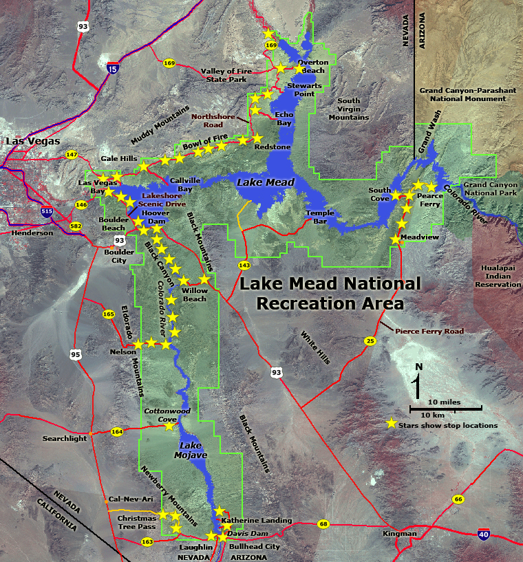 Map of Lake Mead National Recreation Area