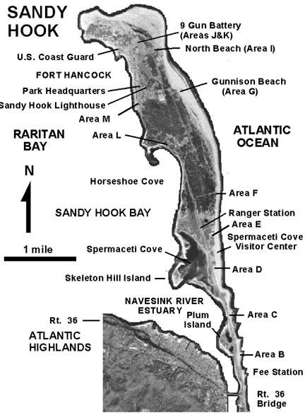 Air photo map of Sandy Hook, Gateway National Recreation Area