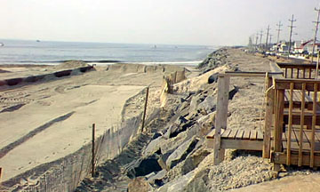 1998 progress on beach replenishment operation at Seabright, New Jersey