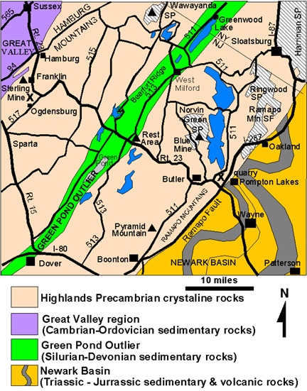 General geologic map of the northern New Jersey region