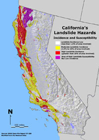 Landslide susceptibility map of California