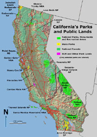 Map of Californi's parks and public lands