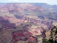 Extensive layers of sedimentary rocks exposed in the eastern end of the Grand Canyon.