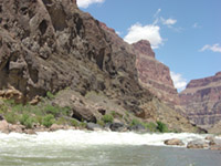 Lava flows created Lava Falls rapids on the Colorado River in the lower Grand Canyon.