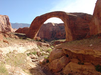Rainbow Bridge on the south shore of Lake Powell is a sacred site to the Navajo and other tribes.