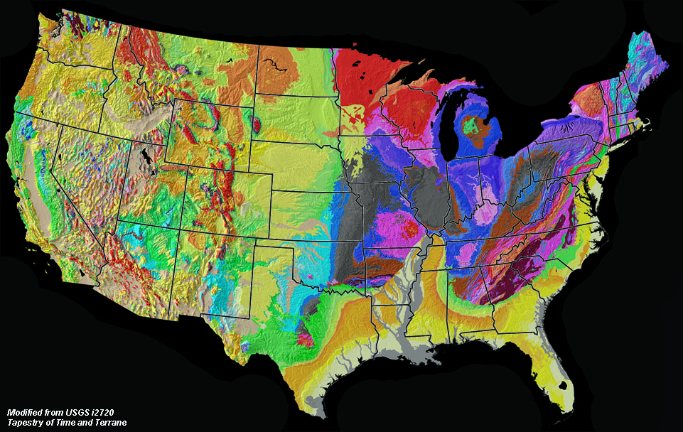 Geologic Map of the United States (48 states)