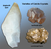 Variety of calcite crystals