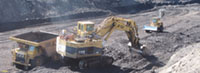 Coal mine with equipment.