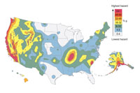 Earthquake hazard map of the United States