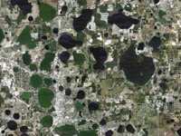 Round ponds are all flooded sinkholes formed by the collapse of caverns in the Orlando region of central Florida