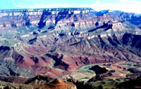 Sedimentary rock formations exposed in the Grand Canyon