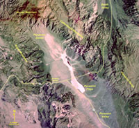 Satellite view of the Panamint Valley in Death Valley National Park, California