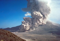 A pyroclastic flow associated with an eruption of on Mount St. Helens in August, 1980