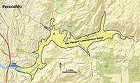 Map of the San Pasqual groundwater basin area east of Lake Hodges near Escondido.