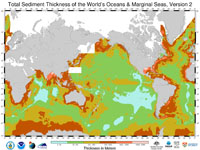 Thickness of sediments in ocean basins