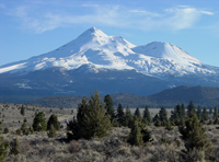 Mount Shasta in northern California display evidence of massive landsliding, including ones much larger that the one on Mt. St. Helens.