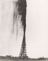 The Lukas Gusher started the oil rush to the Spindletop Oil Field in Beaumont, Texas