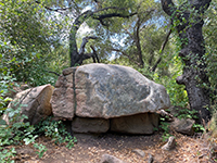 Granite boulder on a natural pedistal along the Creekside Trail.