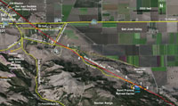 Map of the San Andreas Fault between San Juan Bautista and Saint Francis Retreat Center