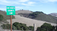 San Benito County and Monterey County boundary at the Pass on San Juan Grade-Salinis Road
