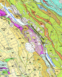 Geologic map of the Santa Clara Valley region near Morgan Hill and Gilroy