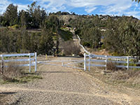 Path of the 2nd San Diego Aqueduct follows a white fence crossing Santa Fe Valley.