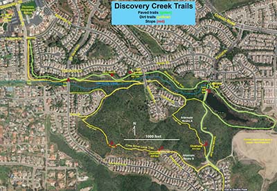 Map of the Discovery Creek Trails in San Marcos, California