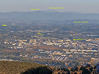 Zoomed-in view of the Santa Margarita Mountains with the Morro Hills volcanic field in the foreground.